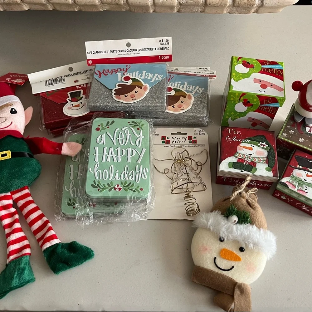 Christmas lot all brand new  never used. Only wooden Santa is pre owned vintage